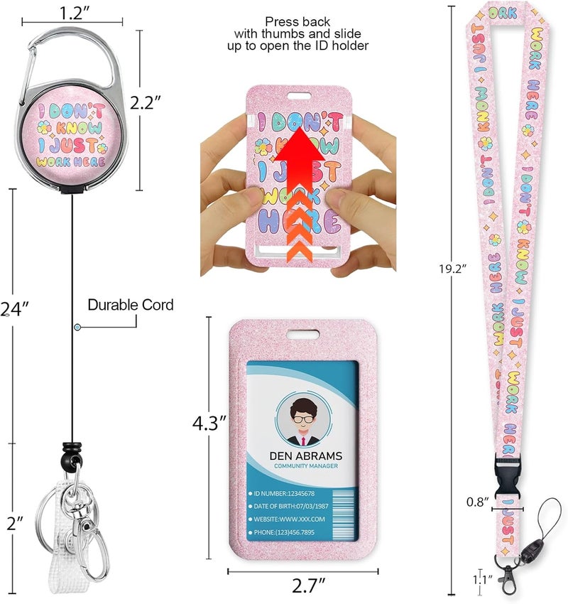 Piefly Lanyards for Id Badges, Cute Badge Holder with Retractable Reel Clip, Funny Work Name Tag Breakaway Keychain Lanyard Vertical ID Card Protector Case for Women Nurse Doctor Teacher Student - Image 5